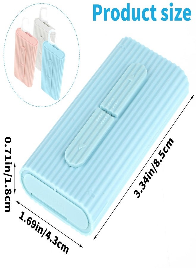 WLLHYF Portable Dental Floss Pick Organizer Travel Flosser Dispenser Storage Case Refillable Holder Boxes with 10 Floss Picks for Teeth Cleaning (White, Blue, Pink) - Image 2